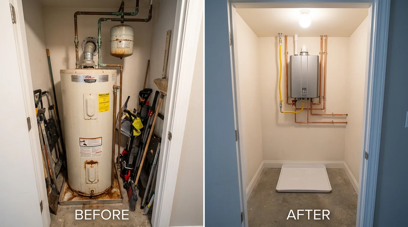 Tank water heater versus wall-mounted tankless unit comparison for Lowell, AR homeowners